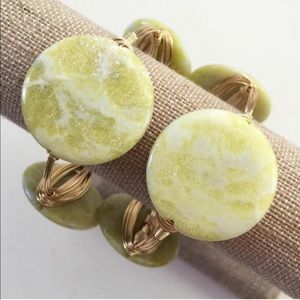 New lemon Jade coin bangles with gold wire